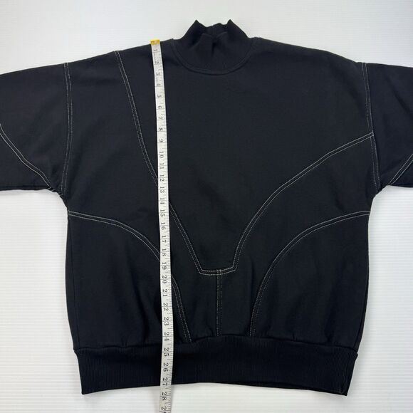 HAMZA Black Mock Neck Sweatshirt Women’s L Contrast Stitch Pullover Oversized - Picture 12 of 12